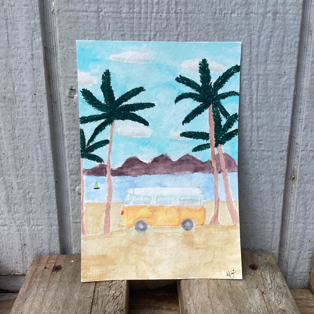 original watercolor Paradise painting ART